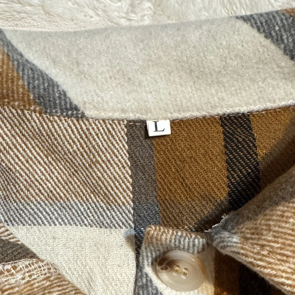 Plaid Brown and White Women's Jacket - Picture 5 of 6